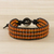 Carnelian beaded wristband bracelet, 'Apricots' - Carnelian Bead and Karen Silver Button Wristband Bracelet