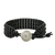Glass bead wristband bracelet, 'In The Shadows' - Matte Black Bead and Karen Silver Button Wristband Bracelet (image 2e) thumbail
