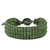 Quartz beaded wristband bracelet, 'Verdant Field' - Green Quartz and Karen Silver Button Wristband Bracelet thumbail