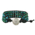 Serpentine beaded wristband bracelet, 'Lagoon Depths' - Serpentine Bead and Karen Silver Button Wristband Bracelet