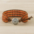 Carnelian beaded wristband bracelet, 'Sunlit Dawn' - Carnelian Bead and Karen Silver Button Wristband Bracelet