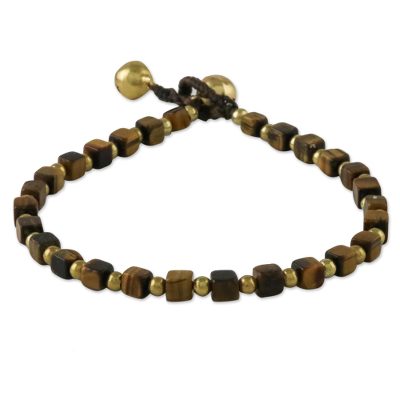 Tiger's eye beaded bracelet, 'Forest Walk' - Handmade Tiger's Eye Beaded Bracelet from Thailand