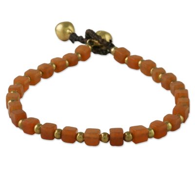 Handmade Orange Quartz Beaded Bracelet from Thailand