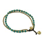 Beaded bracelet, 'Mint Delight' - Colorful Calcite and Brass Beaded Bracelet from Thailand