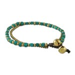Beaded bracelet, 'Mint Delight' - Colorful Calcite and Brass Beaded Bracelet from Thailand