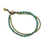 Beaded bracelet, 'Mint Delight' - Colorful Calcite and Brass Beaded Bracelet from Thailand