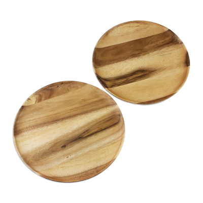 Essteller aus Holz, (Paar) - Handgefertigte Teller aus Raintree-Holz aus Thailand (Paar)