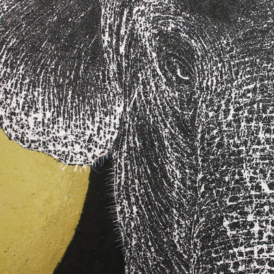 'Meet Under the Moonlight' - Signed Painting of an Elephant from Thailand