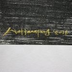 'Watching the Moon' - Signed Painting of an Elephant in Black and White