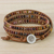 Jasper beaded wrap bracelet, 'Calm Touch' - Jasper and Leather Beaded Wrap Bracelet from Thailand (image 2) thumbail