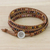 Jasper beaded wrap bracelet, 'Calm Touch' - Jasper and Leather Beaded Wrap Bracelet from Thailand (image 2b) thumbail