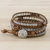 Chalcedony and jasper beaded wrap bracelet, 'Winter Walk' - Chalcedony and Jasper Beaded Wrap Bracelet from Thailand (image 2) thumbail