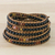 Jasper beaded wrap bracelet, 'Midnight Walk' - Jasper and Glass Beaded Wrap Bracelet from Thailand (image 2b) thumbail