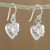 Cultured pearl dangle earrings, 'Fabulous Hearts' - Cultured Pearl and Silver Heart Earrings from Thailand (image 2) thumbail
