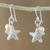 Cultured pearl dangle earrings, 'Delightful Starfish' - Cultured Pearl and Silver Starfish Dangle Earrings (image 2) thumbail