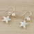 Cultured pearl dangle earrings, 'Delightful Starfish' - Cultured Pearl and Silver Starfish Dangle Earrings (image 2b) thumbail