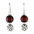 Silver dangle earrings, 'Littleleaf Flowers' - Floral Karen Silver and Wood Dangle Earrings from Thailand