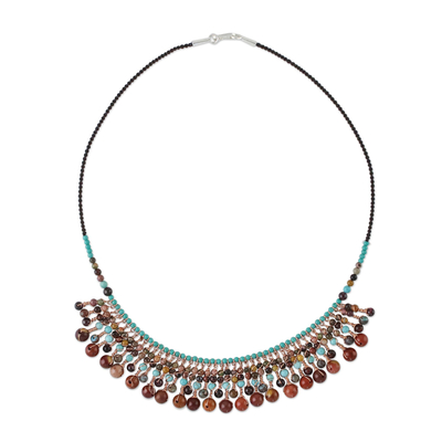 Multi-Gemstone Beaded Waterfall Necklace from Thailand