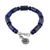 Lapis lazuli beaded bracelet, 'Oceanic Om' - Lapis Lazuli Om Beaded Bracelet from Thailand thumbail