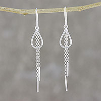 Sterling silver dangle earrings, 'Pleasant Rain'