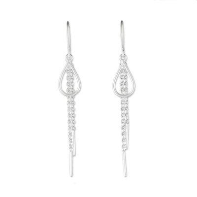 Sterling silver dangle earrings, 'Pleasant Rain' - Sterling Silver Chain Dangle Earrings from Thailand