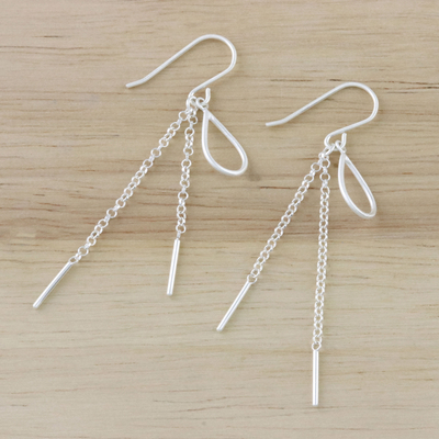 Sterling silver dangle earrings, 'Pleasant Rain' - Sterling Silver Chain Dangle Earrings from Thailand
