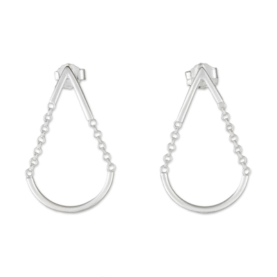 Sterling silver dangle earrings, 'Swing Drop' - Sterling Silver Chain Dangle Earrings from Thailand