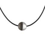 Sterling silver and wood pendant necklace, 'Elegant Half' - Sterling Silver and Wood Pendant Necklace from Thailand