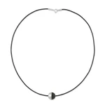 Sterling silver and wood pendant necklace, 'Elegant Half' - Sterling Silver and Wood Pendant Necklace from Thailand