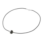 Sterling silver and wood pendant necklace, 'Elegant Half' - Sterling Silver and Wood Pendant Necklace from Thailand