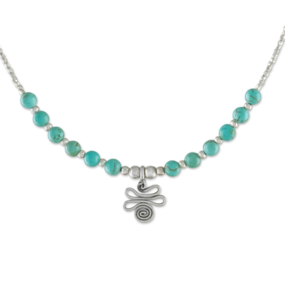 Silver beaded pendant necklace, 'Spring Season' - Karen Silver Pendant Necklace from Thailand