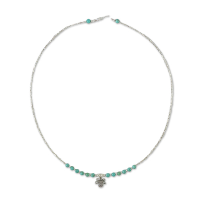 Anhänger-Halskette mit Silberperlen, 'Spring Season - Karen Silberanhänger-Halskette aus Thailand