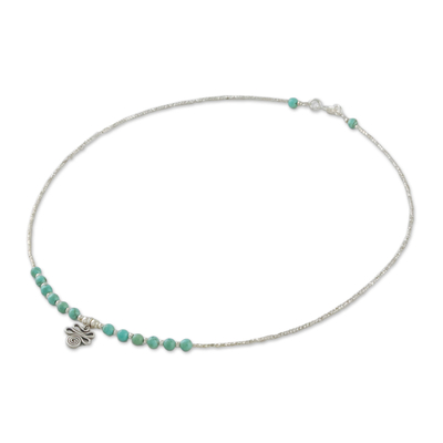 Anhänger-Halskette mit Silberperlen, 'Spring Season - Karen Silberanhänger-Halskette aus Thailand