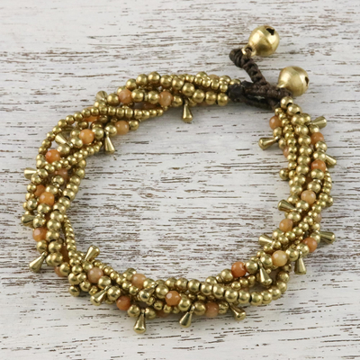 Torsade-Armband aus Karneolperlen - Karneol-Perlen-Torsade-Armband aus Thailand