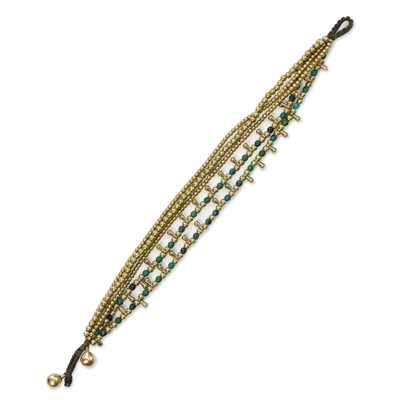 Serpentine beaded torsade bracelet, 'Happy Trip' - Serpentine Beaded Torsade Bracelet from Thailand