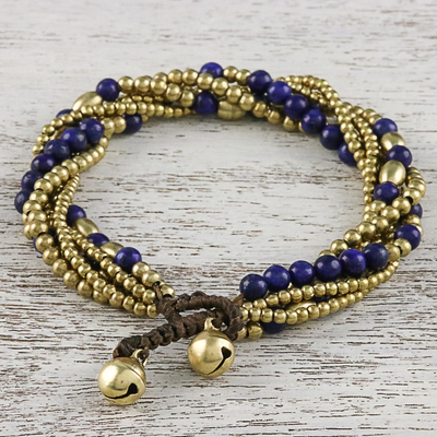 Torsade-Armband mit Lapislazuli-Perlen, 'Elegant Celebration - Verstellbares Lapislazuli-Armband mit Perlen aus Thailand