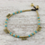 Calcite beaded anklet, 'Musical Wanderer' - Calcite and Brass Beaded Anklet from Thailand (image 2b) thumbail