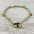 Calcite beaded anklet, 'Musical Wanderer' - Calcite and Brass Beaded Anklet from Thailand (image 2d) thumbail