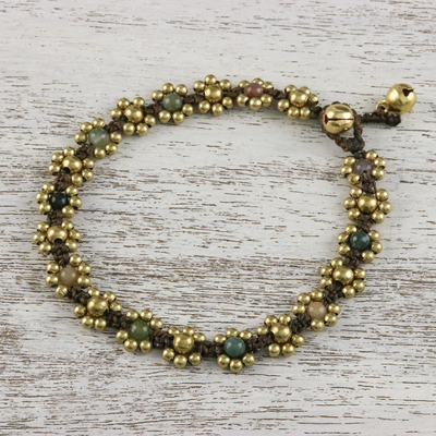 Agate beaded anklet, 'Musical Dream' - Agate Adjustable Beaded Anklet from Thailand
