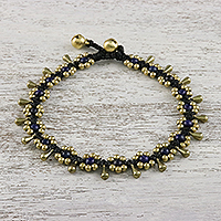 Lapis Lazuli Beaded Anklet with Bells from Thailand,'Elegant Rain'