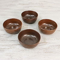 Ceramic bowls, 'Simple Meal' (set of 4) - Ceramic Bowls in Brown from Thailand (Set of 4)