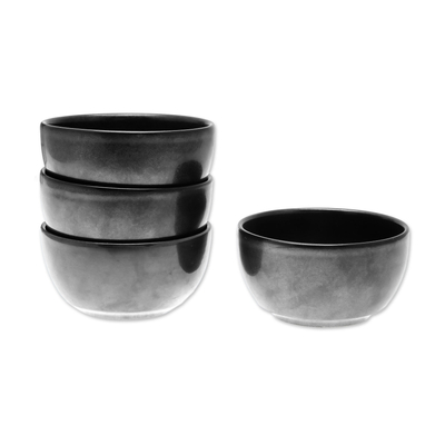 Eisbecher aus Keramik, (4er-Set) - Schwarze Eisbecher aus Keramik aus Thailand (4er-Set)