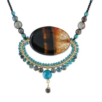 Multi-gemstone statement necklace, 'Cosmic Paradise' - Multi-Gemstone Statement Necklace from Thailand