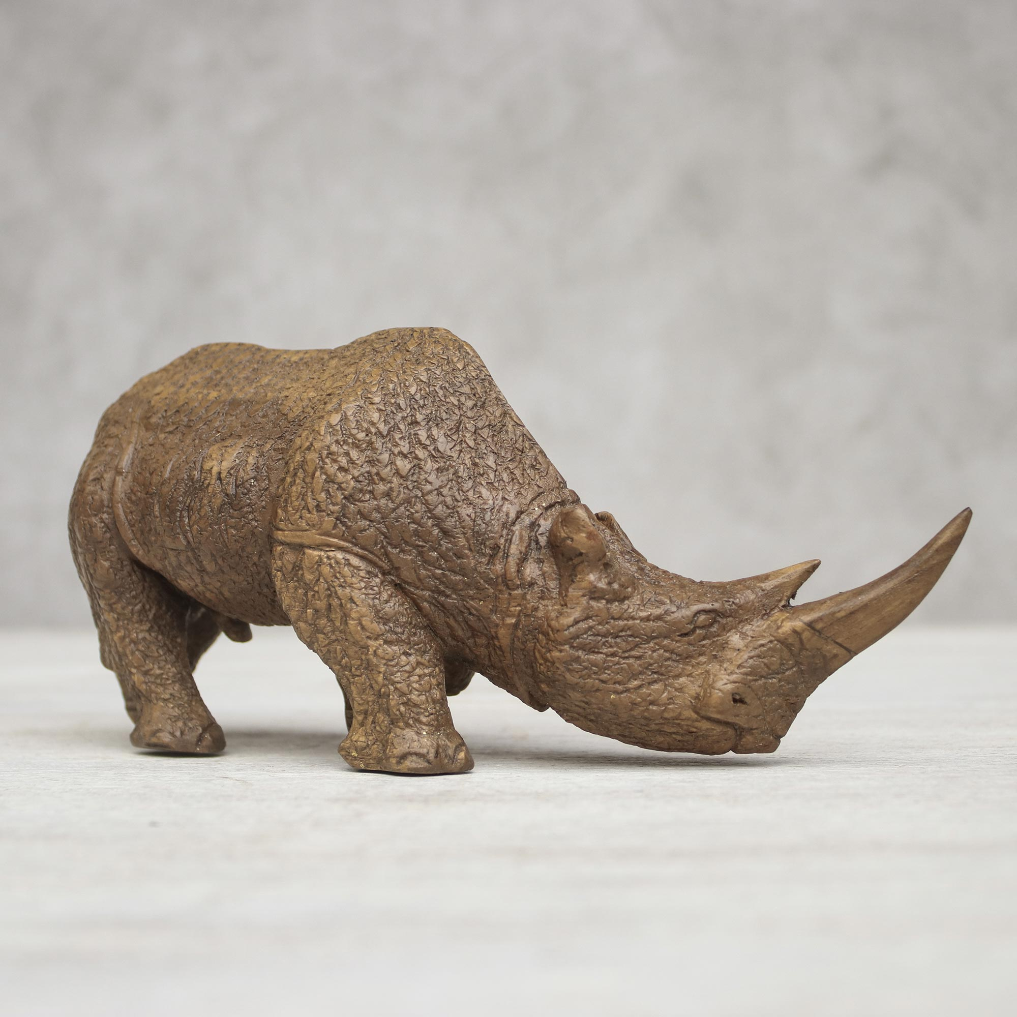 Handmade Raintree Wood Rhino Sculpture from Thailand - Charging Rhino ...