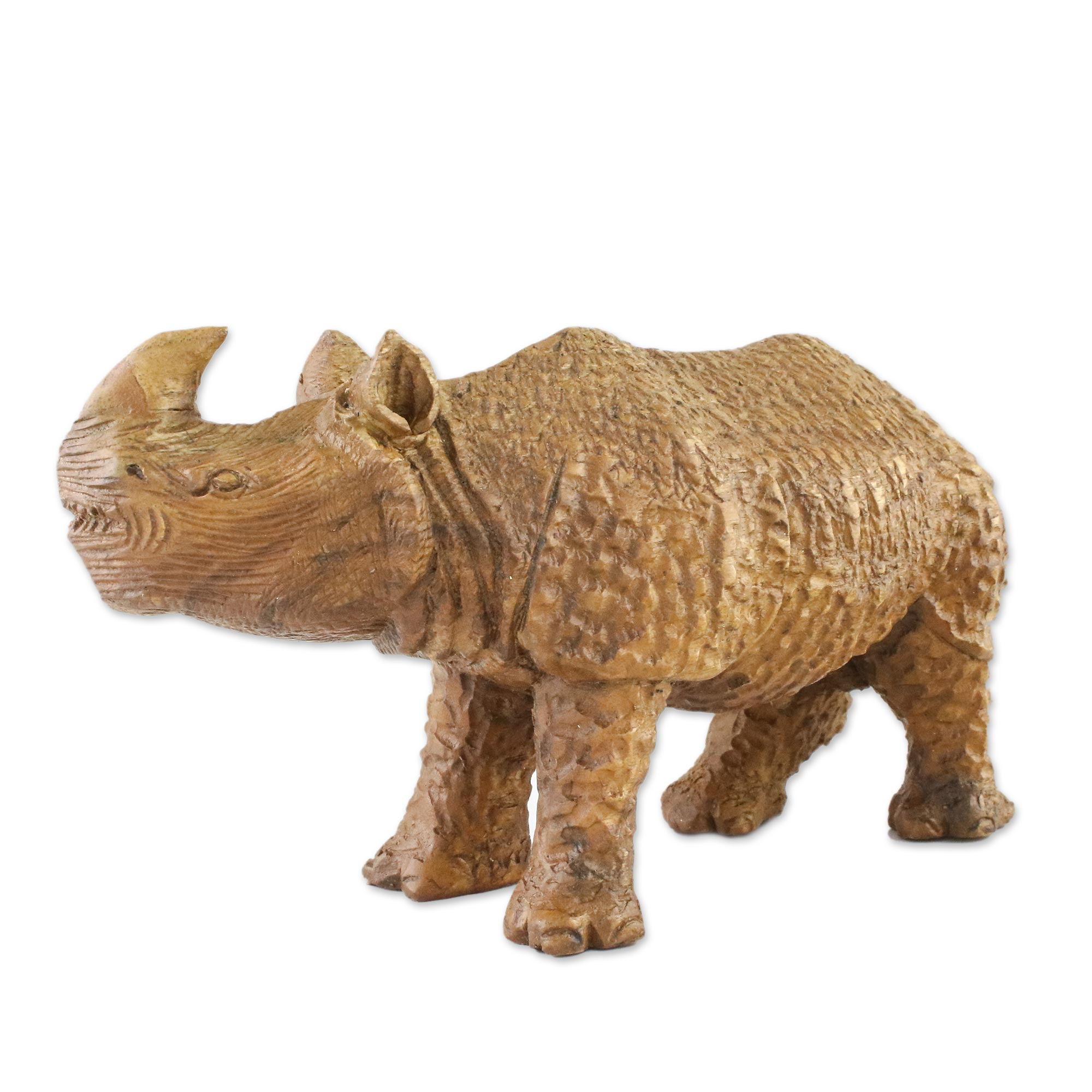 wooden rhino statue