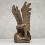 Wood sculpture, 'The Eagle' (right) - Right-Facing Wood Eagle Sculpture from Thailand