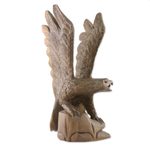Wood sculpture, 'The Eagle' (right) - Right-Facing Wood Eagle Sculpture from Thailand