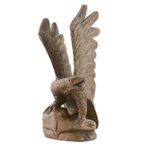 Wood sculpture, 'The Eagle' (right) - Right-Facing Wood Eagle Sculpture from Thailand