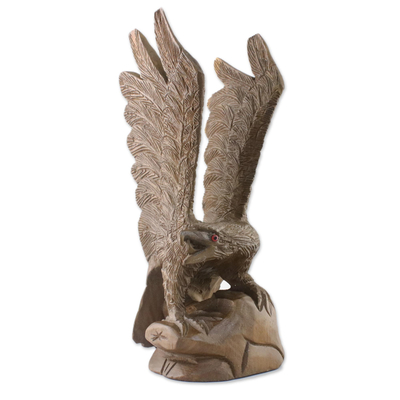 Left-Facing Wood Eagle Sculpture from Thailand