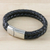 Men's leather braided wristband bracelet, 'Strong Friends in Black' - Men's Leather Wristband Bracelet in Black from Thailand